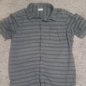 Columbia Men's Charcoal and White Striped Shirt